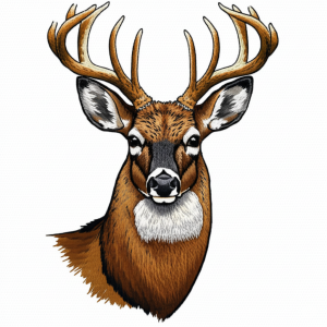 Detailed embroidery of a deer head on a Wah Yi Chi baseball cap, showcasing artistry.
